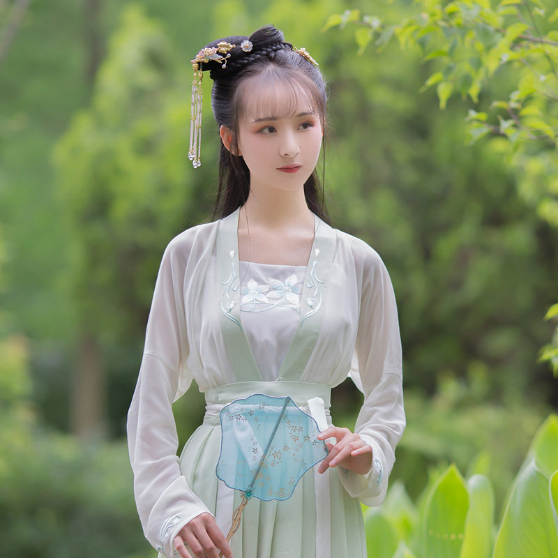 汉服女夏季传统对襟齐腰襦裙修身显瘦吊带古装汉服