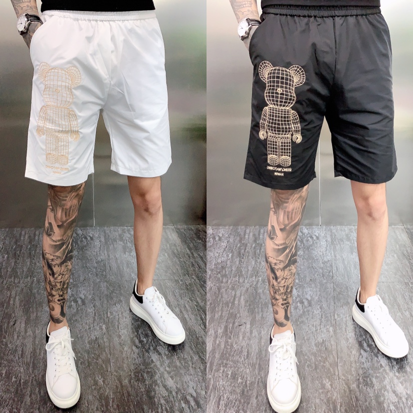 夏季新款潮男刺绣暴力熊短裤修身百搭潮流五分裤网红情侣沙滩裤潮