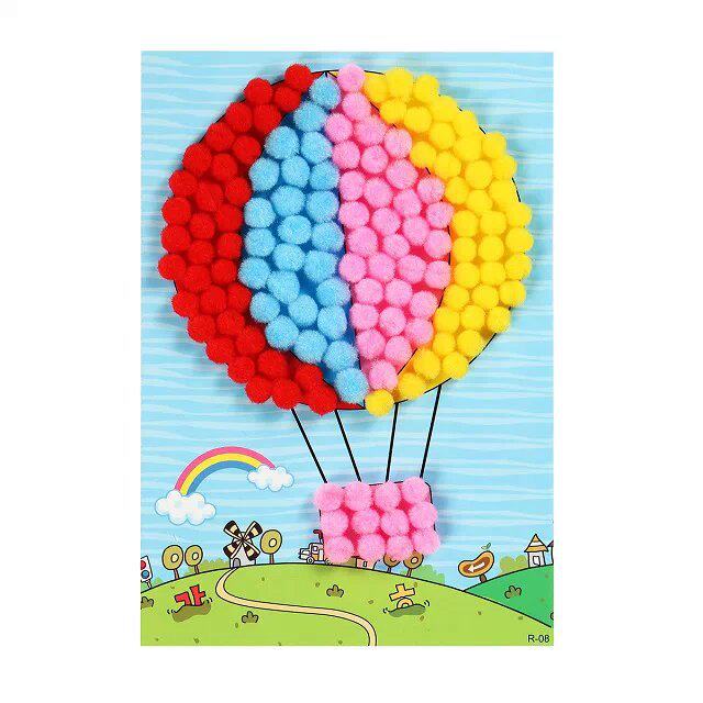 儿童手工毛球粘贴画幼儿园diy制作材料毛球球艺术画宝宝益智玩具
