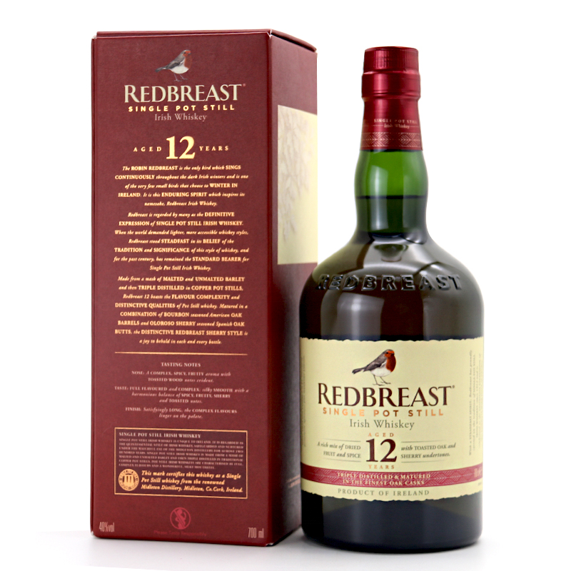 洋酒原装进口redbreast红鸟知更鸟年老爱尔兰单一威士忌