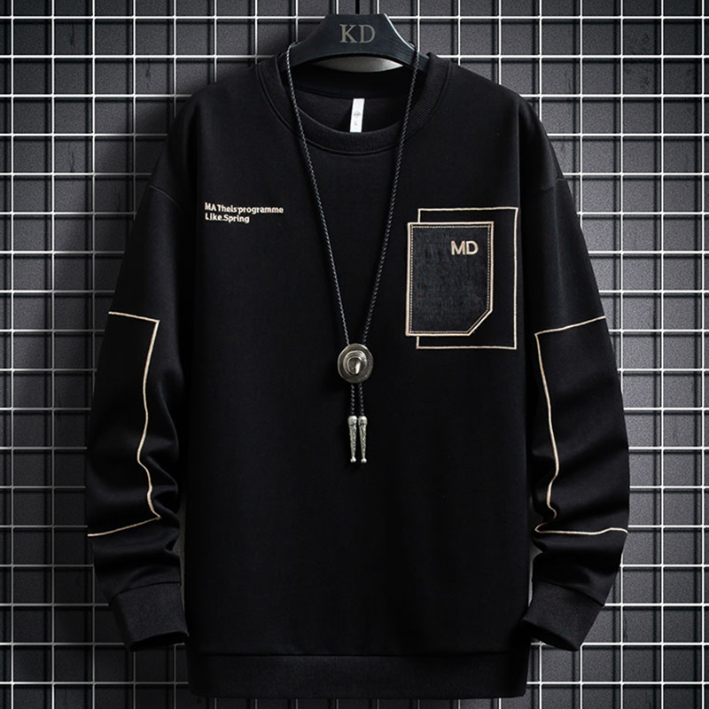 春秋冬季男卫衣潮牌ins男装上衣服潮流加绒加厚保暖长袖t恤打底衫