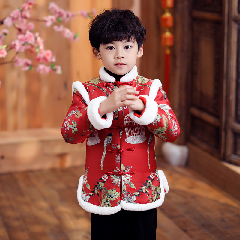 儿童唐装套装加厚新年装男童女童演出服中国风童装汉服拜年服冬装