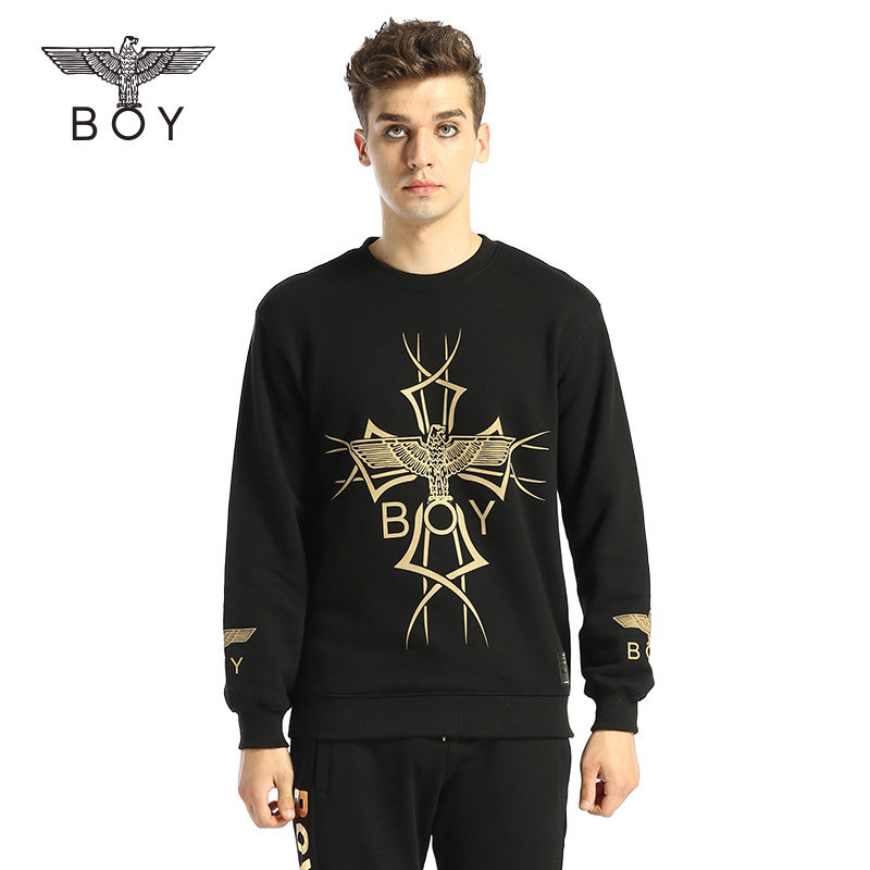 boy london2017韩版秋冬新款黑色潮流金标宽松套头卫衣b73mt88u99