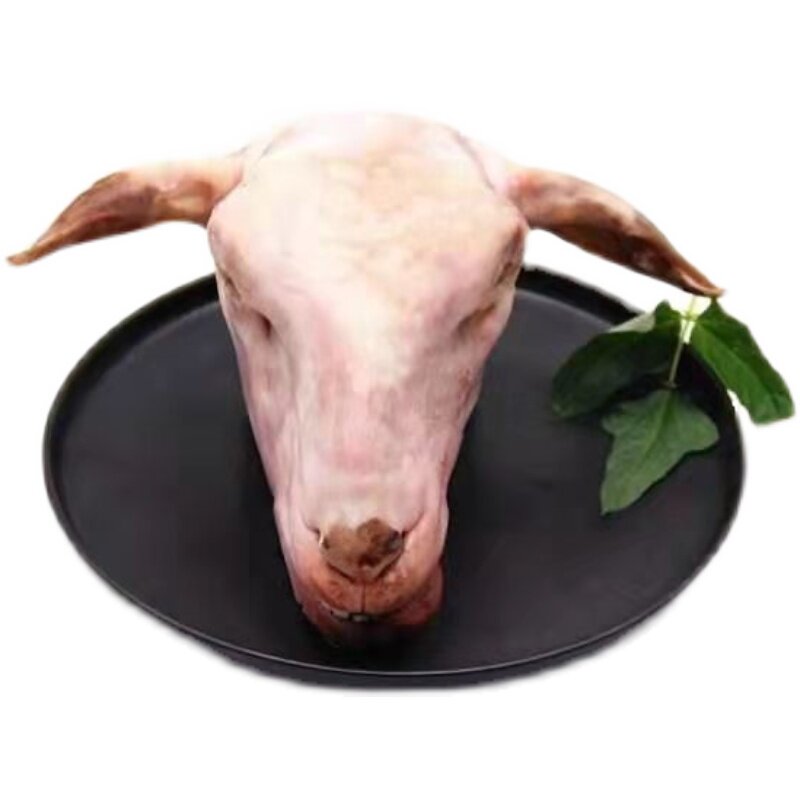 羊头新鲜整只带皮现杀羊头肉整个冷冻带皮带舌头带羊脑清真包邮