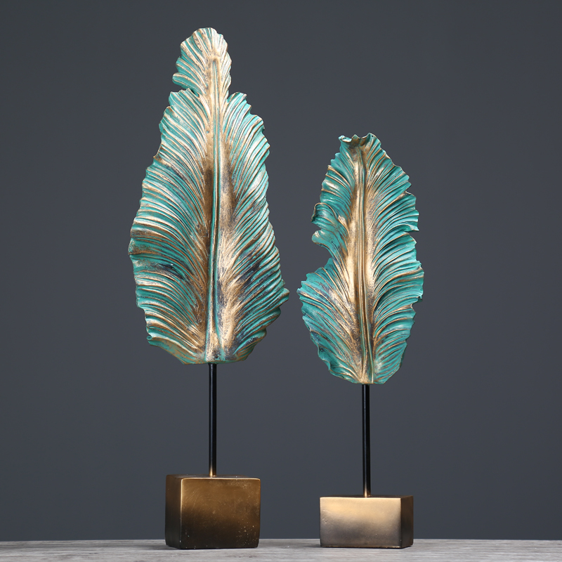 美式电视柜招财树叶摆件创意玄关客厅橱柜家居装饰品摆设工艺术品