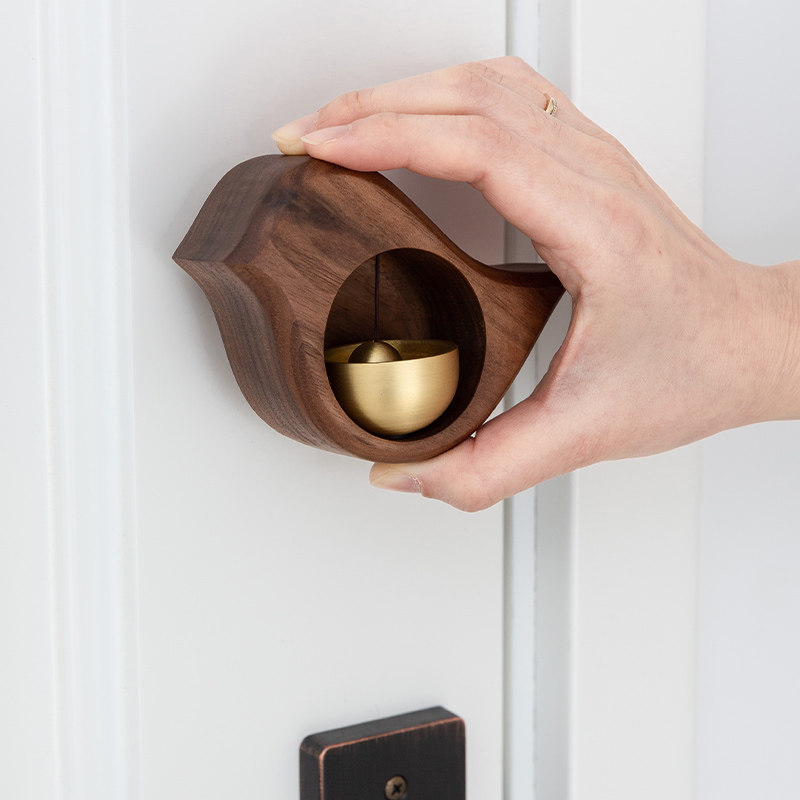 乔迁礼物新居暖房搬家创意礼品吸门式风铃黑胡桃实木日式入户门铃