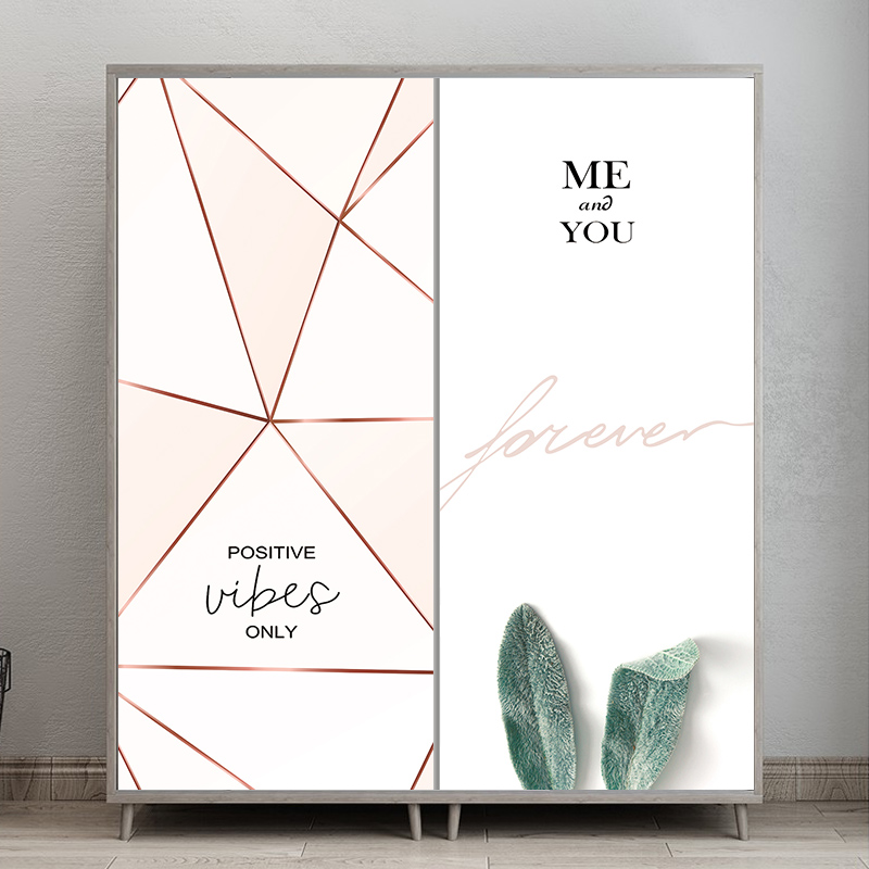 衣柜贴纸翻新装饰自粘北欧移门柜门推拉门玻璃门衣柜贴