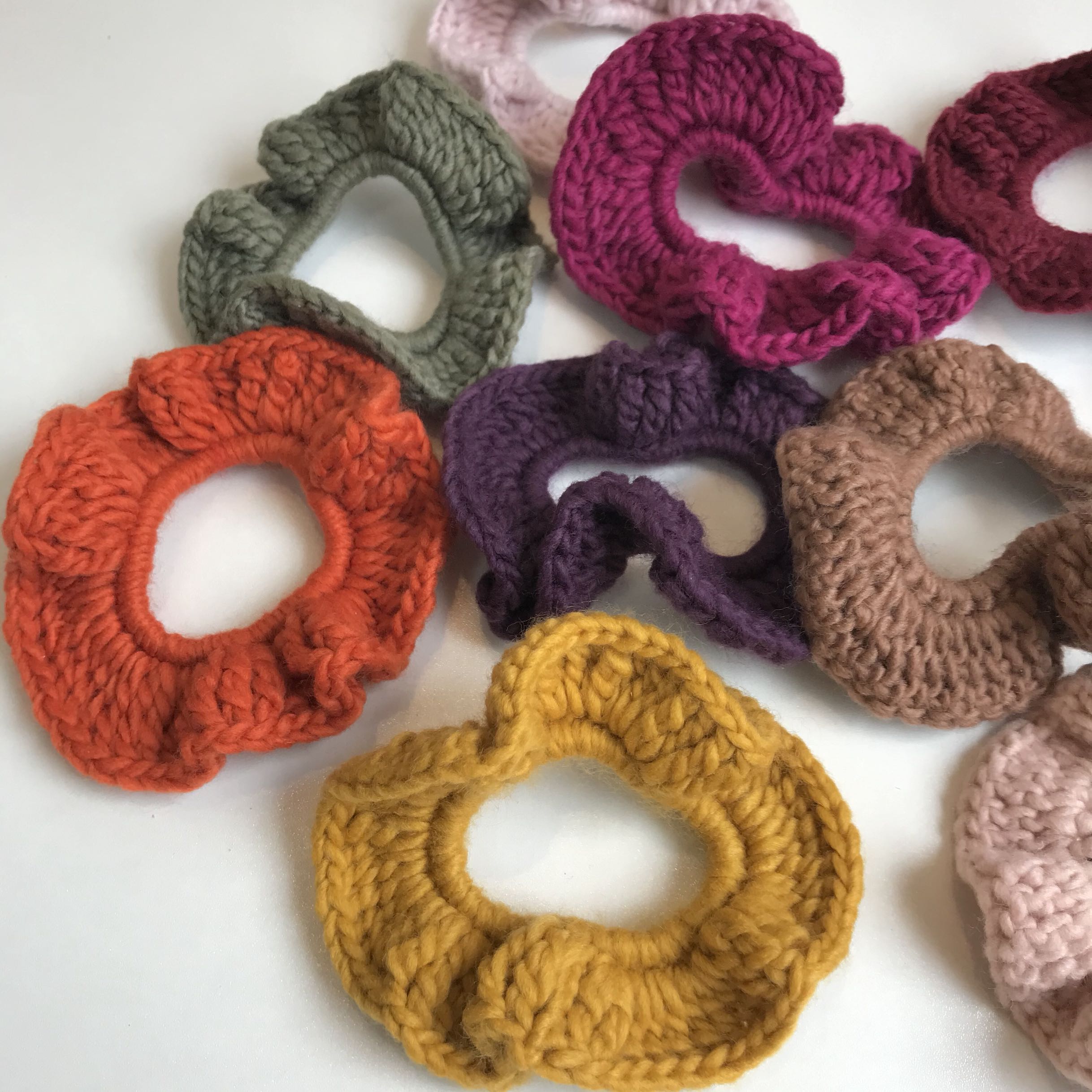 秋冬新款温暖配色头绳毛线编织大肠发圈纯色发饰