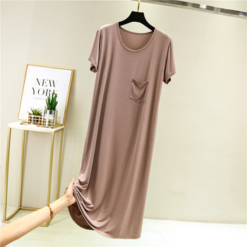 Summer 2024 New Women's Modal Dress Large Size Loose Nightgown Thin Short Sleeve Casual Dress Bottoming Long Dress