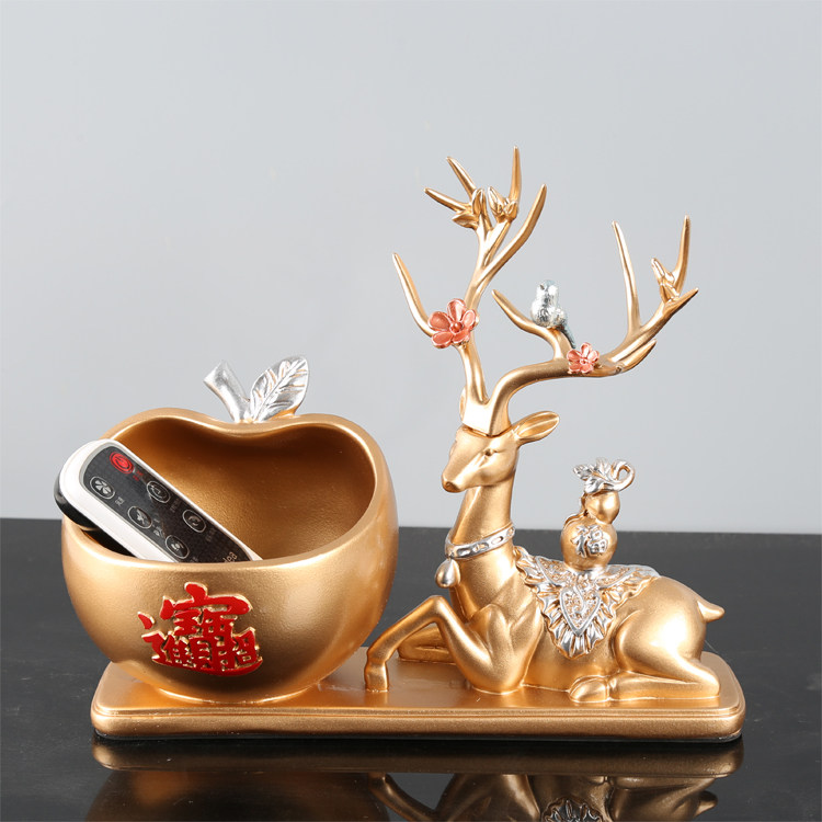 创意招财鹿放钥匙收纳摆件置物架门口玄关家居装饰品乔迁新居礼品