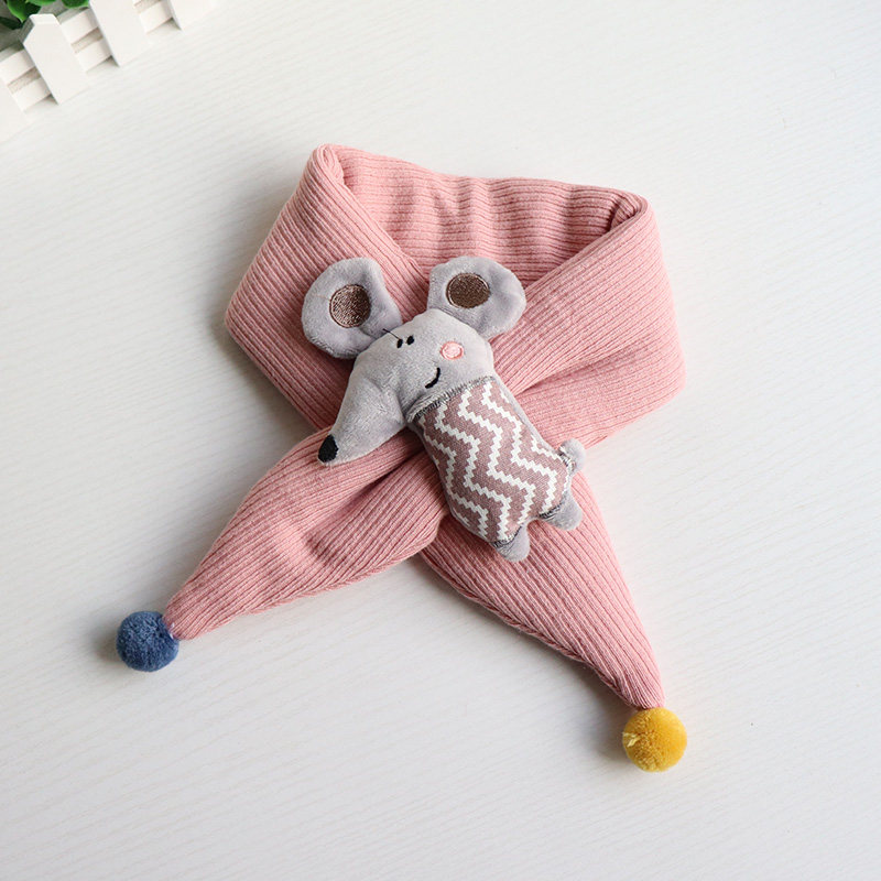 围巾秋冬季儿童宝宝围脖男童童女童可爱卡通小老鼠围巾