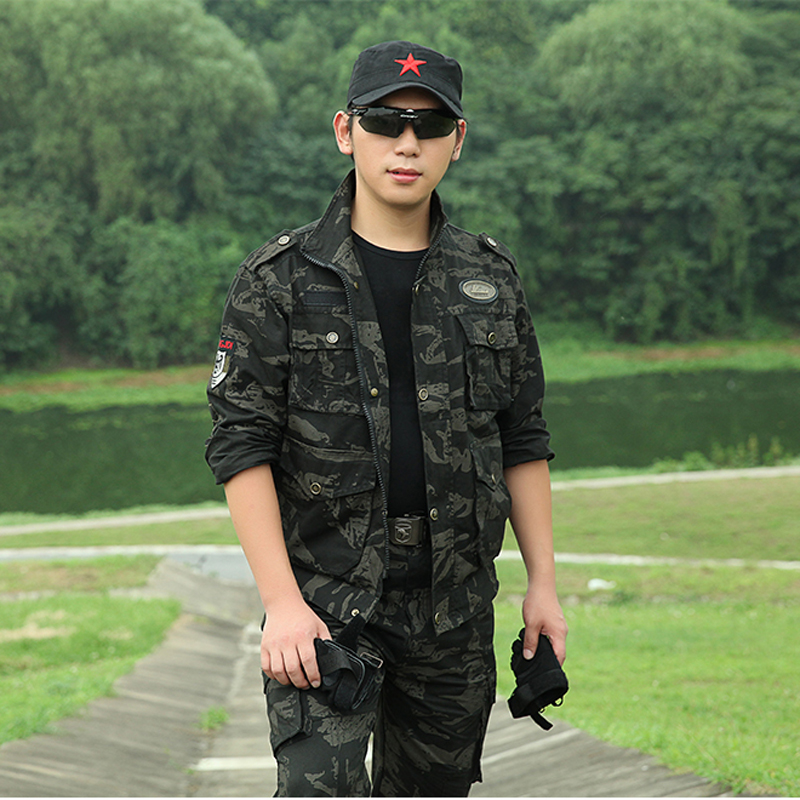 新式纯棉黑鹰迷彩服套装男女训练服军迷春秋季耐磨劳保工作服工装