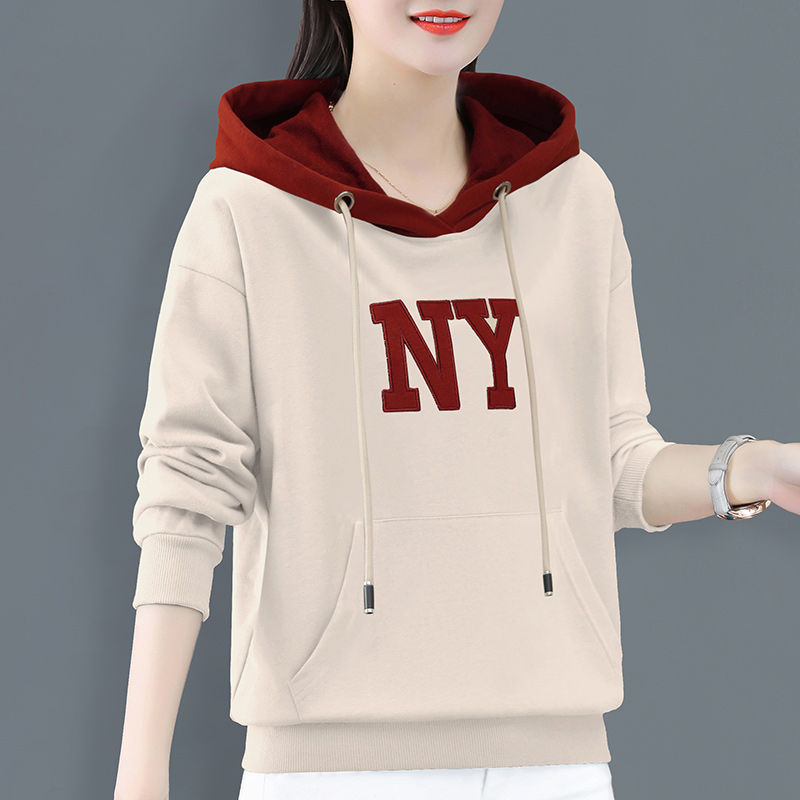 加绒加厚连帽卫衣女春秋2022年秋冬新款女装女士爆款中年妈妈上衣