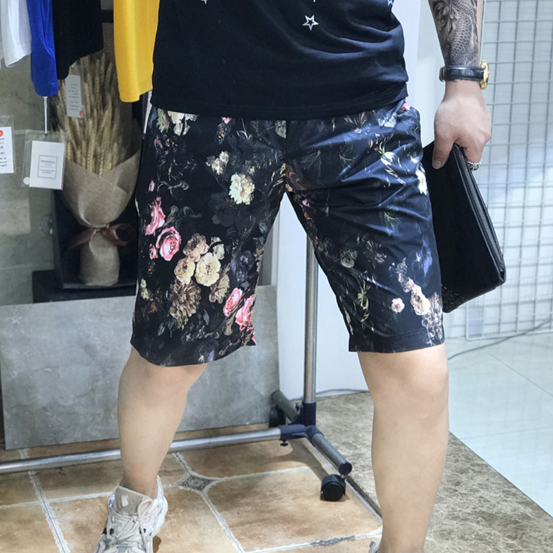 AD Hepburn 高端定制 夏季欧美印花短裤男宽松休闲沙滩五分迷彩裤