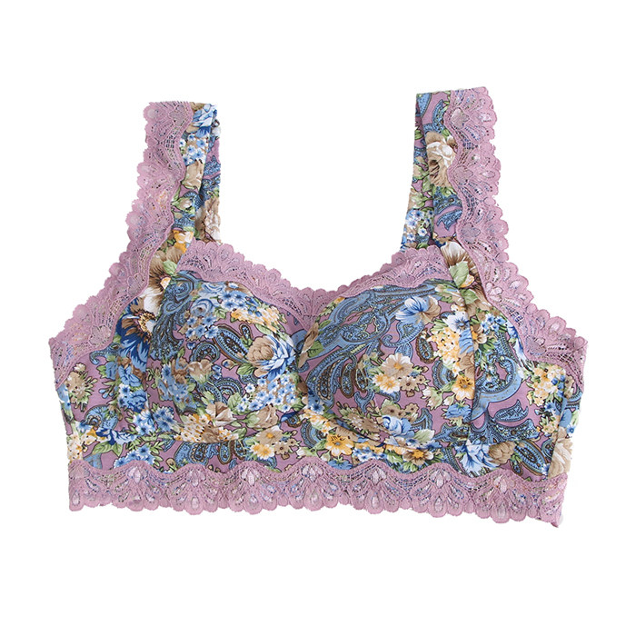 花色文胸睡眠舒适纯棉聚拢胸罩蕾丝花安芬蕾丝文胸套装