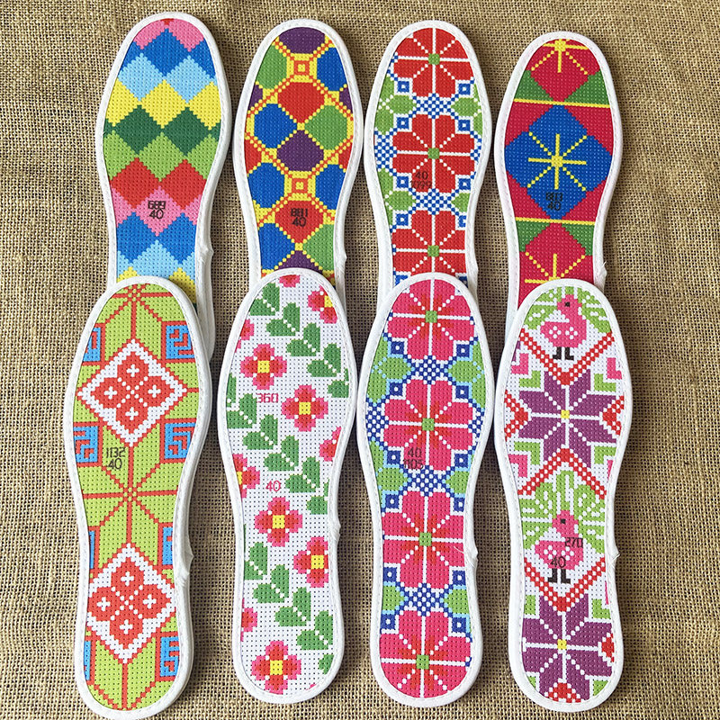 鞋垫十字绣自己绣男半成品绣花手工带线2021新款鞋垫