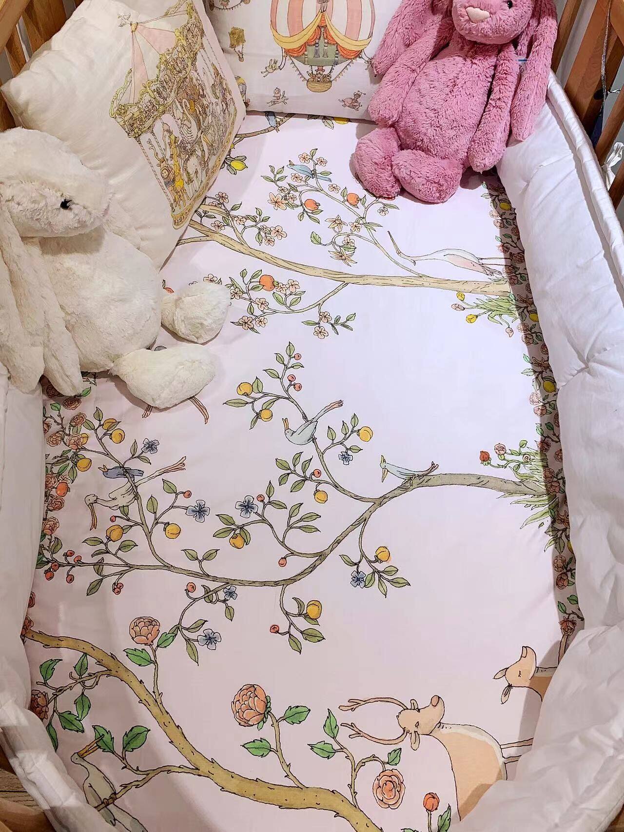 新品法国atelierchoux新生儿宝宝有机棉床婴儿松紧床单