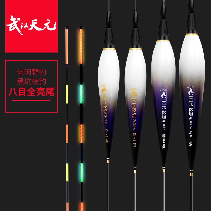 武汉天元夜焰Y003/Y004电子浮漂高灵敏醒目漂尾日夜两用夜光鱼漂