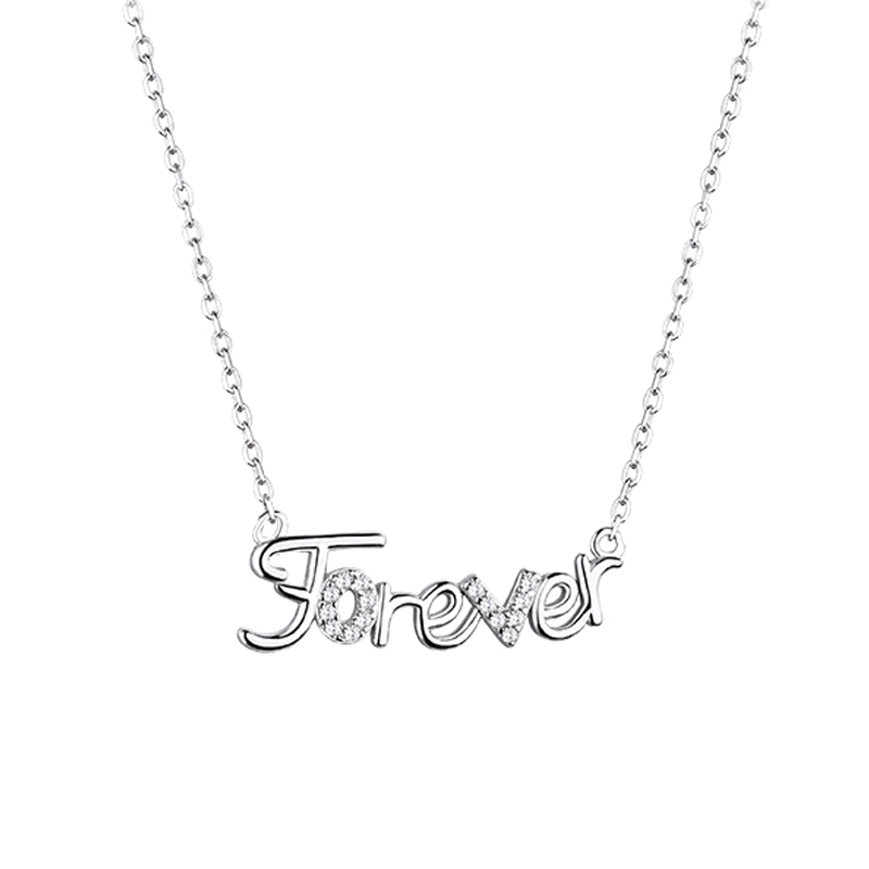 s925字母forever项链女生日韩版简约气质小众设计项链