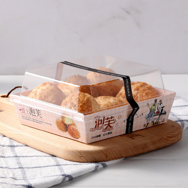 泡芙法式闪电包装盒方形西点6粒脆皮酥皮盒子点心包装盒