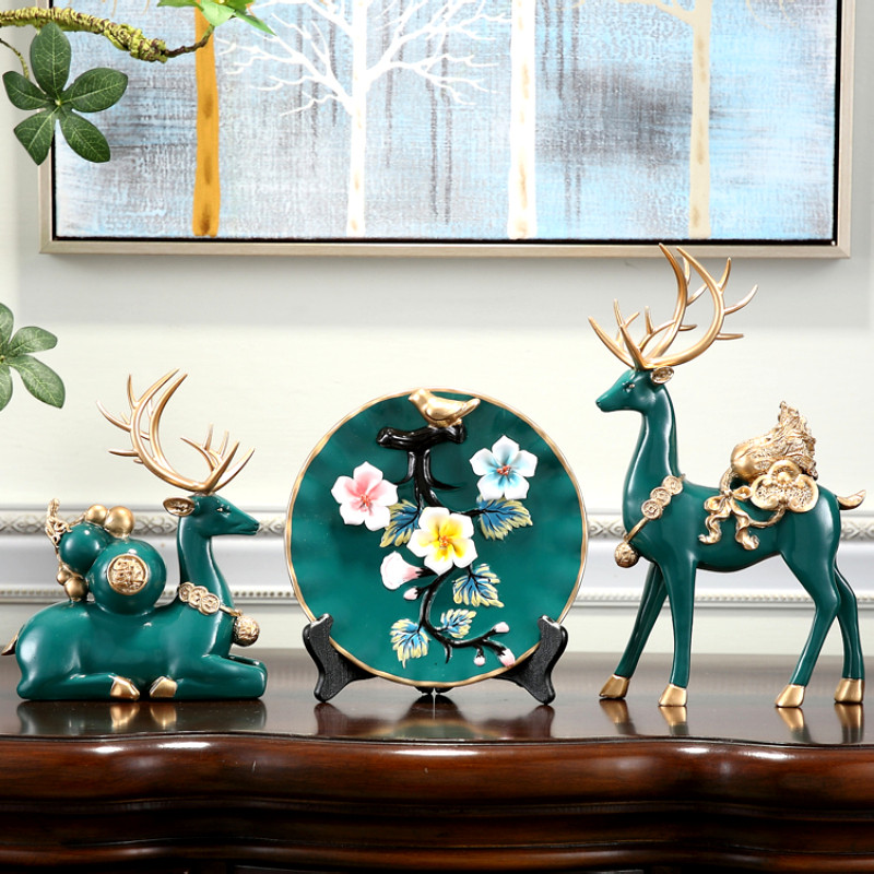 客厅酒柜电视柜鞋柜玄关隔断鹿摆件招财结婚乔迁礼品家居装饰摆设