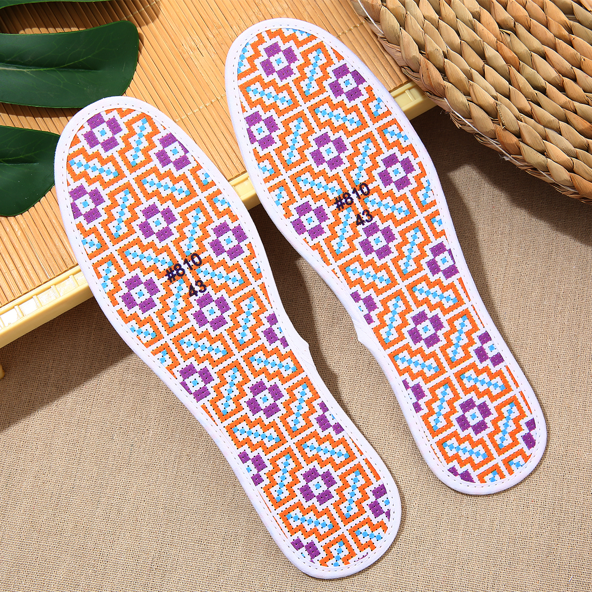 十字绣鞋垫纯棉男女半成品六层精准印花针孔吸汗鞋垫