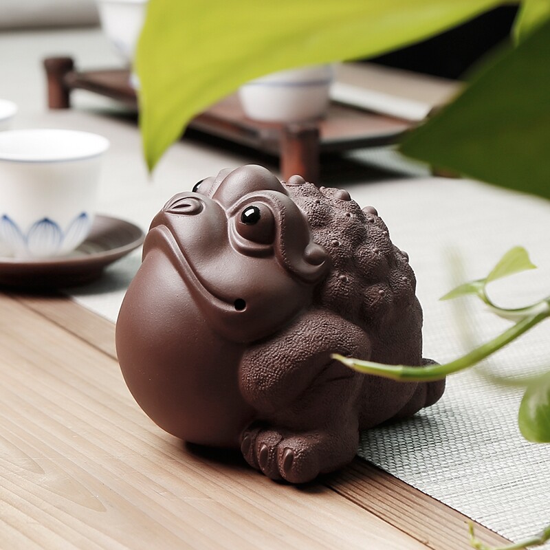 茶道巧慕茶盘招财蟾蜍金蟾蜍pmz可养精品摆件茶宠摆件