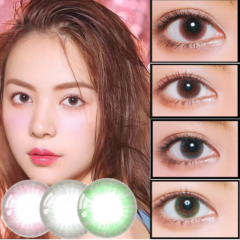 两片装摩奇混血夏日荧光大小直径自然美瞳隐形眼镜jm