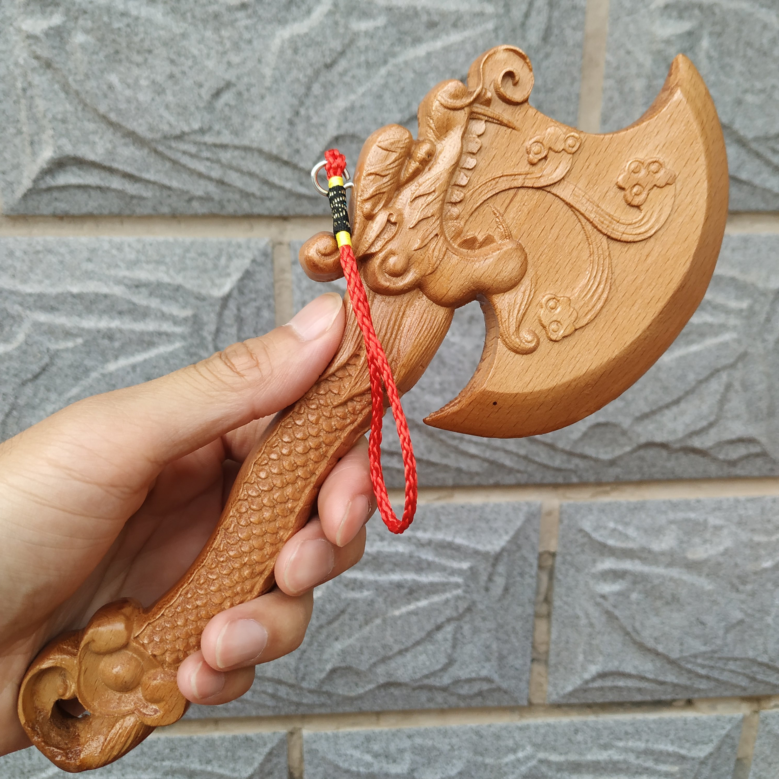 桃木斧子搬家乔迁镇摆件家居装饰客厅挂件新房压床木雕