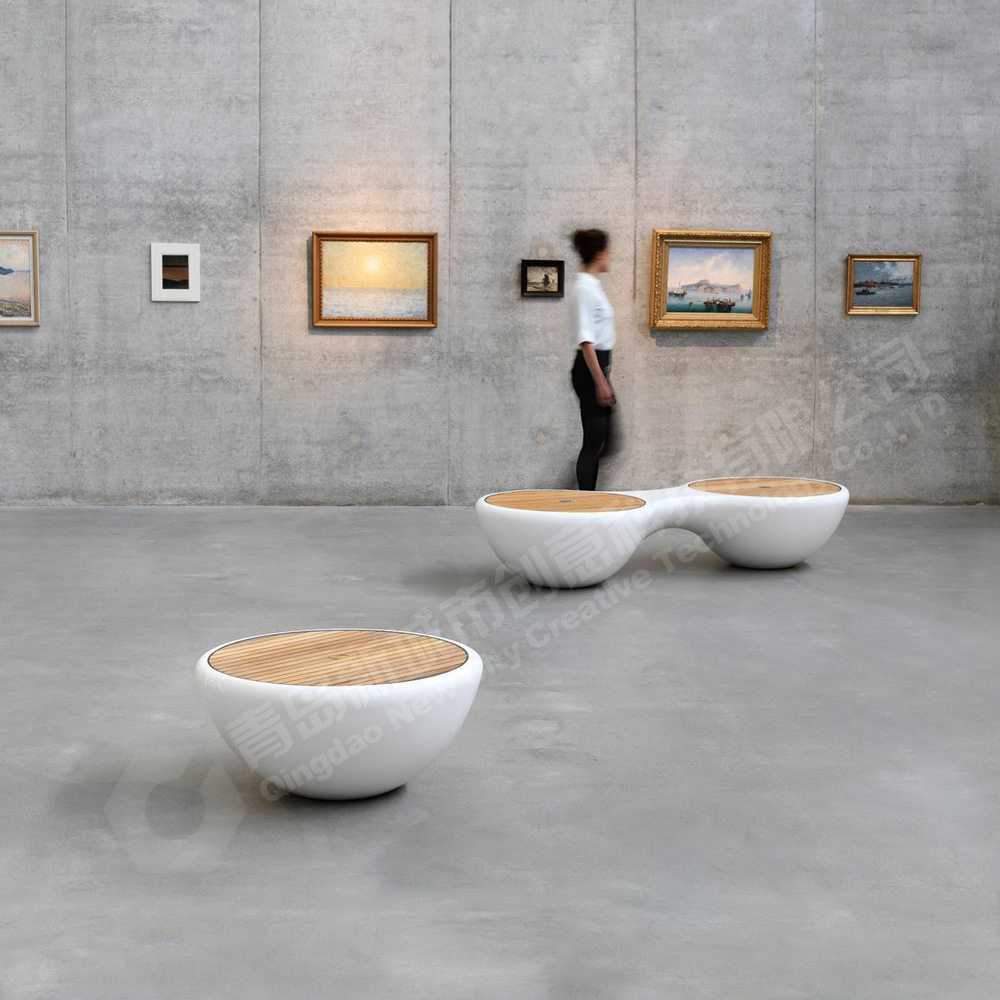 座椅休闲椅时尚创意玻璃钢连体圆形户外商场公共排椅系列