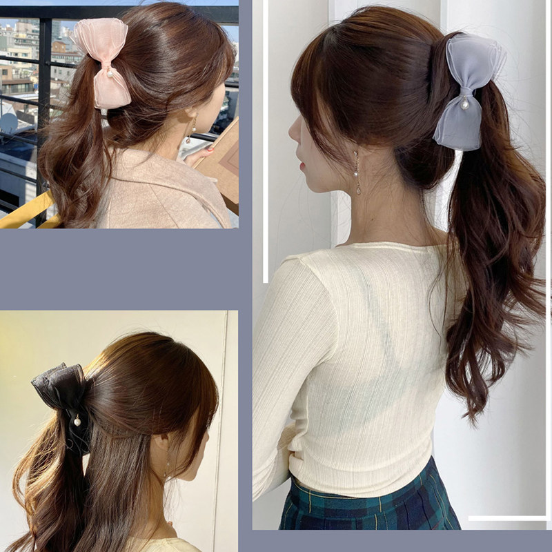韩国蝴蝶结仙女温柔无痕扎马马尾头饰发夹香蕉发饰
