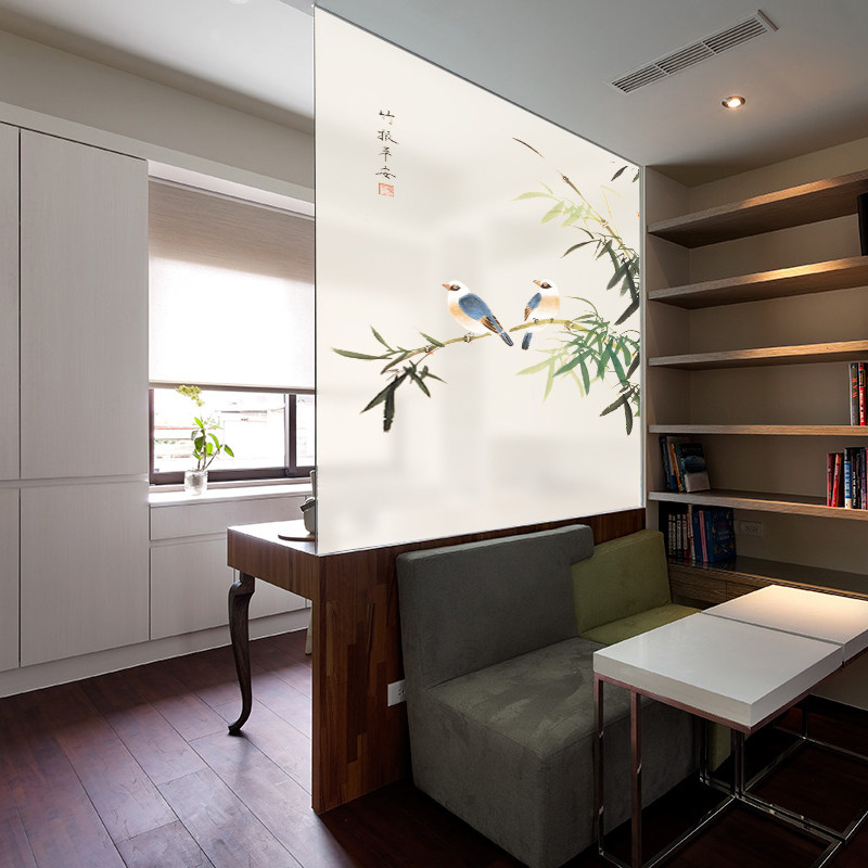 透光不透明中式风格玻璃贴膜纸茶室客厅书房落地窗玻璃贴贴画装饰