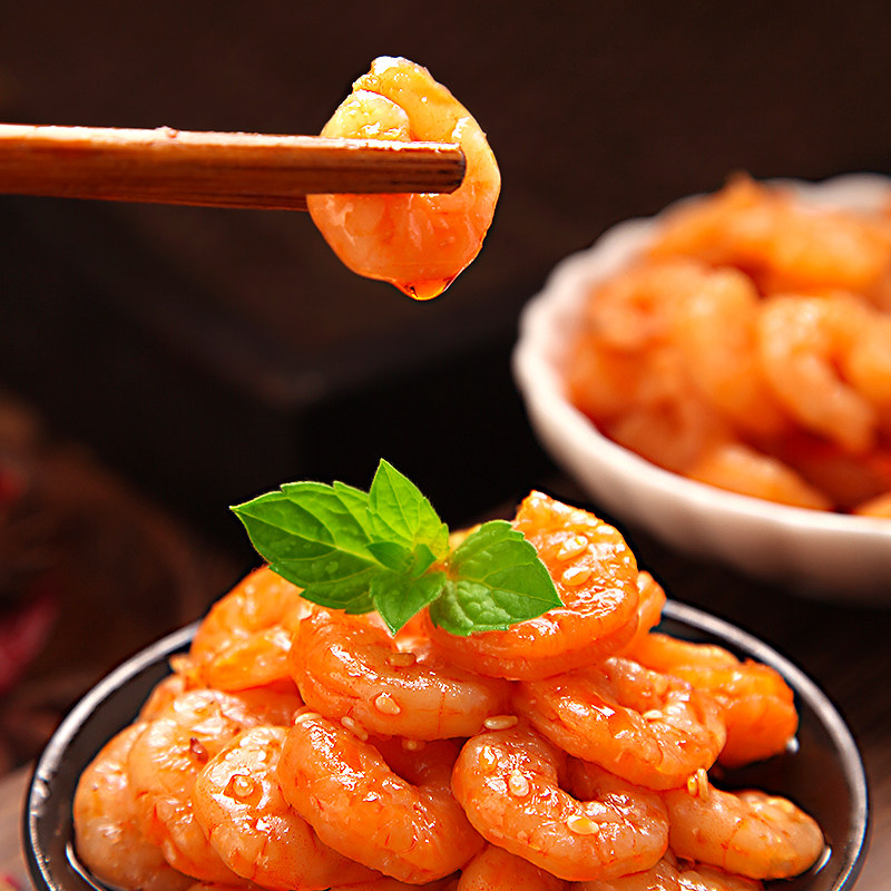 麻辣虾仁单盒250g新鲜熟食活虾现做盒装去虾虾类制品