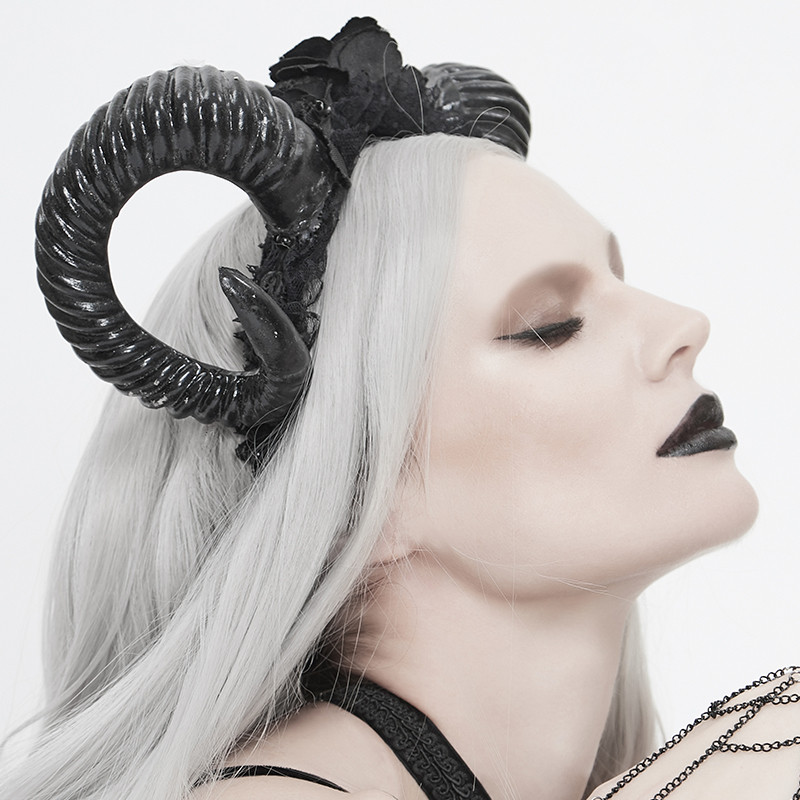 发饰钢铁老爷2021新款复古哥特风魔魔王犄角恶魔发饰