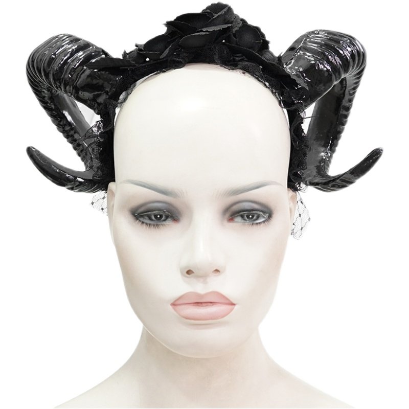发饰钢铁老爷2021新款复古哥特风魔魔王犄角恶魔发饰
