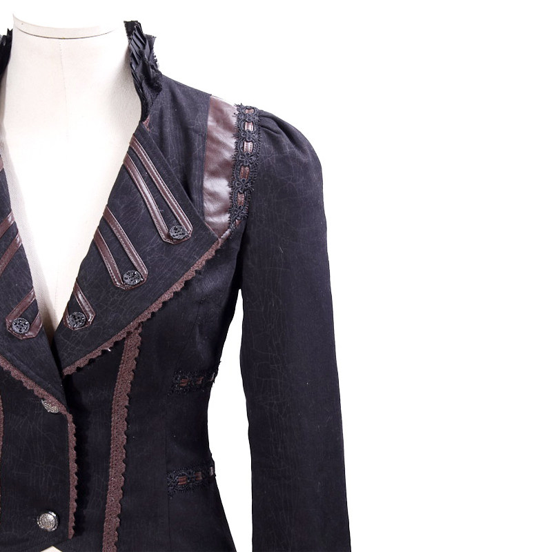 钢铁老爷蒸汽朋克衣服女士燕尾服小西西装蕾丝后摆短外套