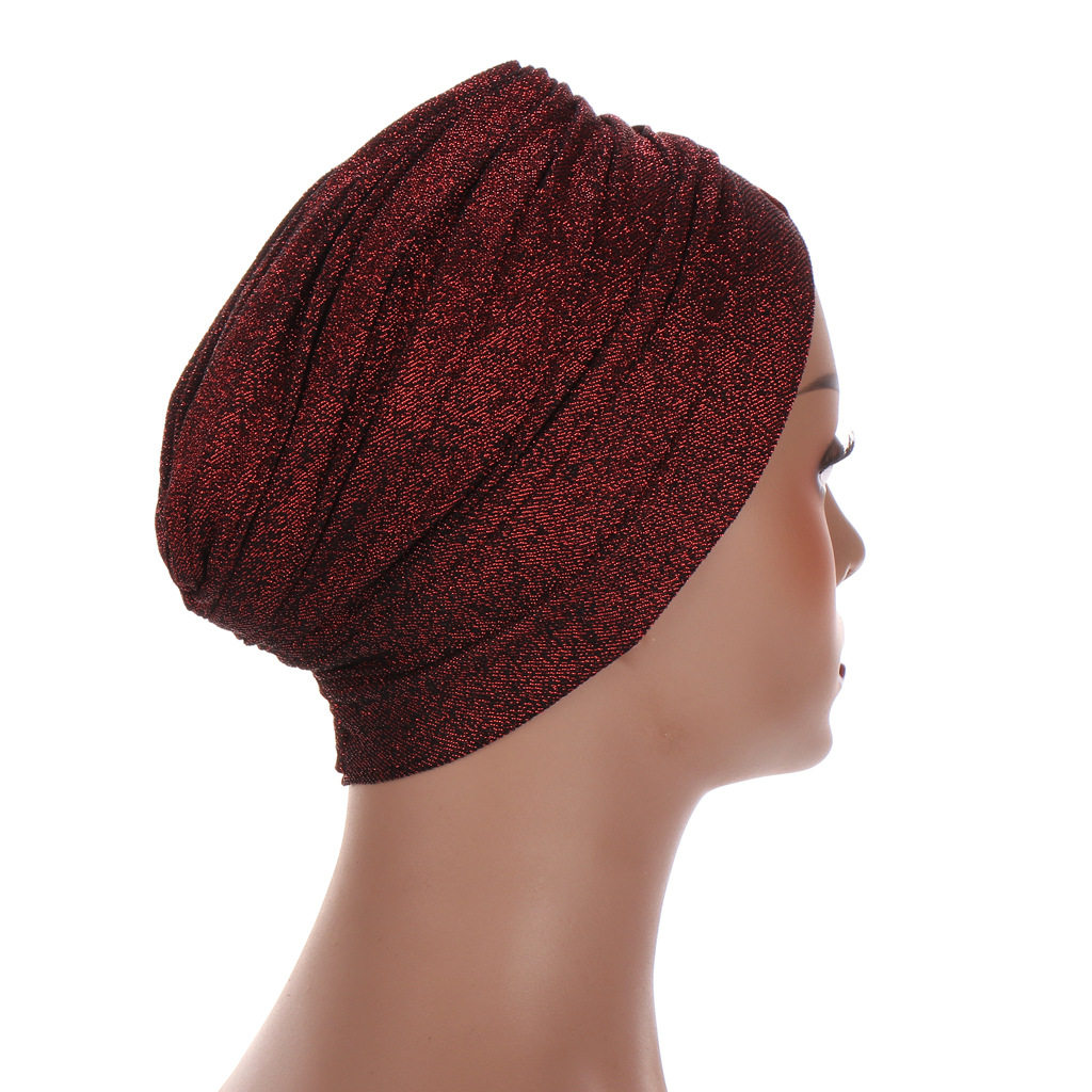 亮丝褶皱印度民族头巾穆斯林包头时装帽子turban帽子