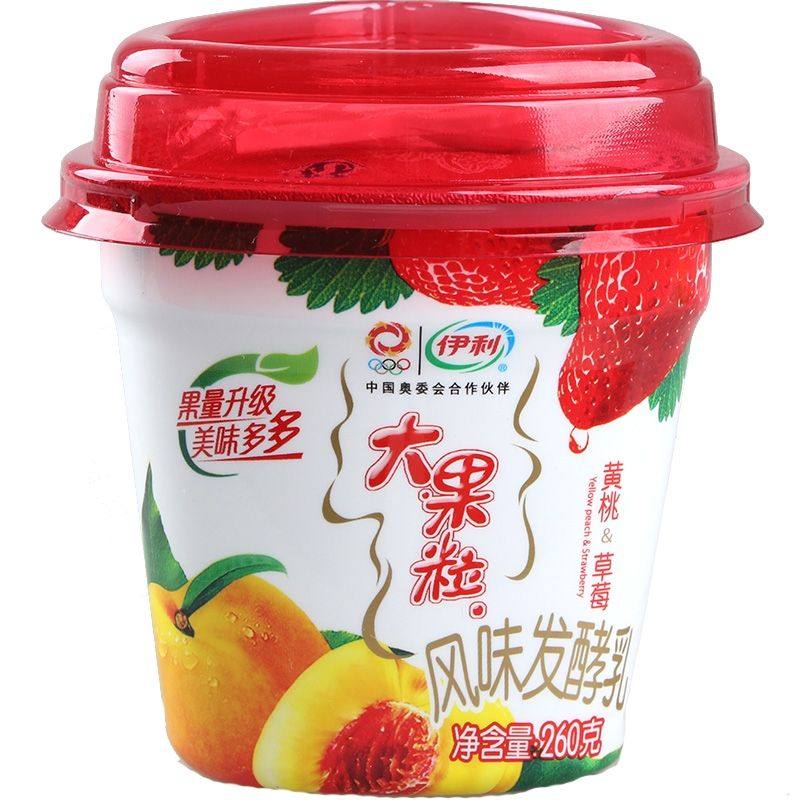 伊利酸奶大果粒系列 260g*8杯装 草莓 黄桃 芒果 草莓 风味发酵乳