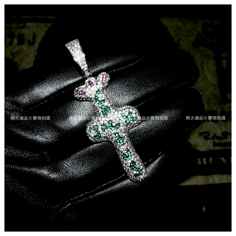 nobrandselect自制travisscott仙人掌十字架满钻项链项链