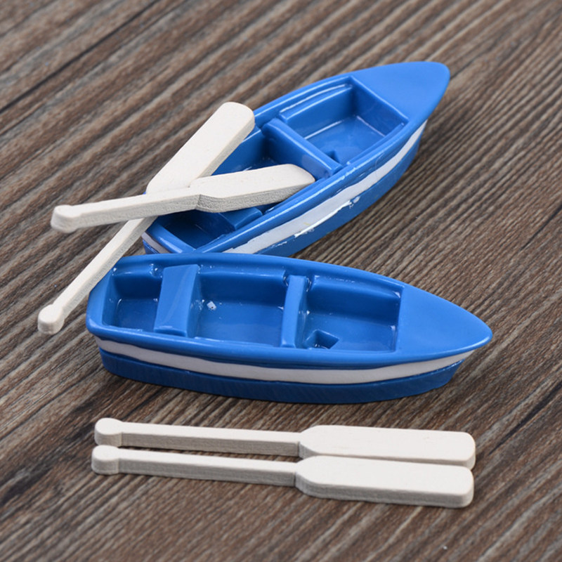 手工彩绘小船船桨模型创意摄影道具卡通摆件摆件