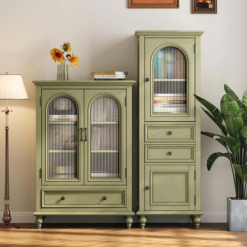 森趣美式绿色实木拱门酒柜2022新款小户户型餐边柜
