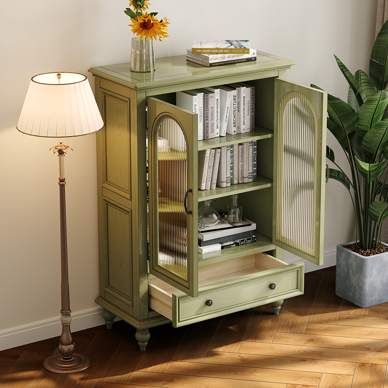 森趣美式绿色实木拱门酒柜2022新款小户户型餐边柜