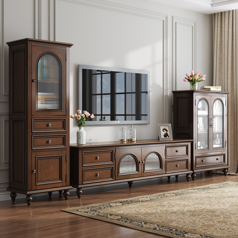 森趣美式复古实木拱门酒柜2022新款小户户型酒柜