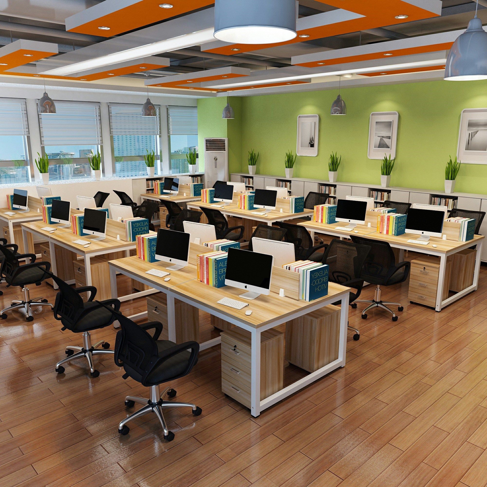 职员屏风工作长条办公桌组合桌椅电脑桌电脑员工组合