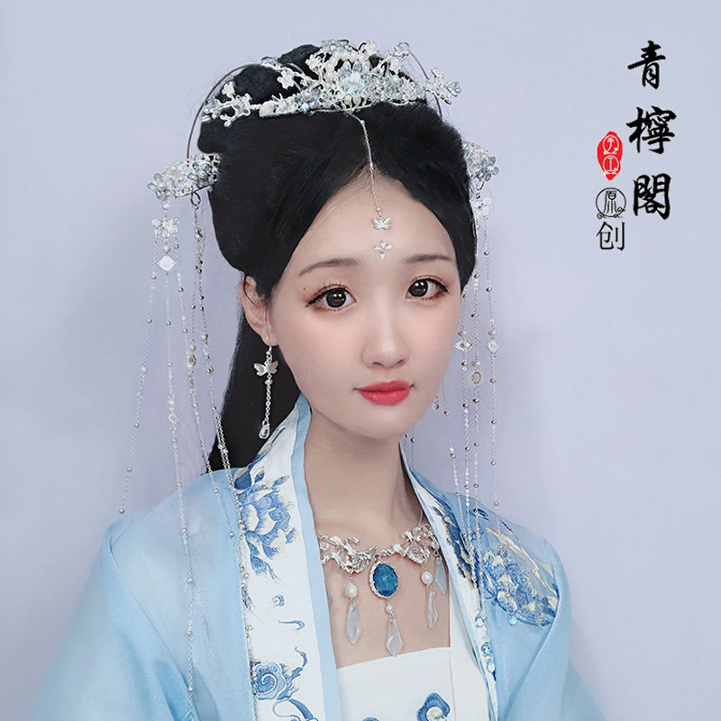 青柠阁原创汉服配饰发冠女古风流苏束发发饰套装发饰