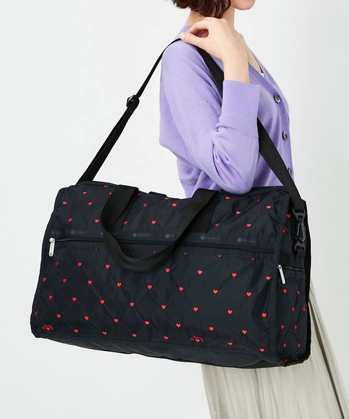 力士保刺绣爱心印花大号旅行包轻便旅行袋4319可插旅行袋