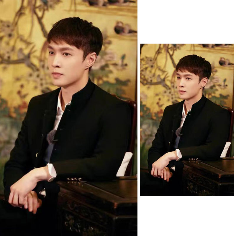 张艺兴同款2022春秋中山装气质男青年修身中国风立领西服黑色外套