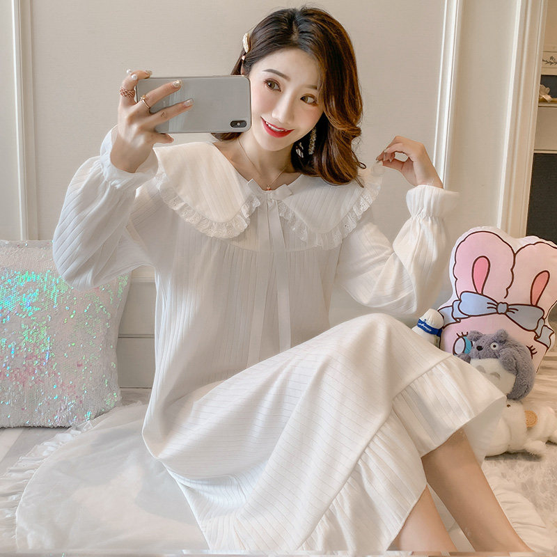 睡裙女春秋季纯棉长袖可爱甜美睡衣女夏公主睡裙