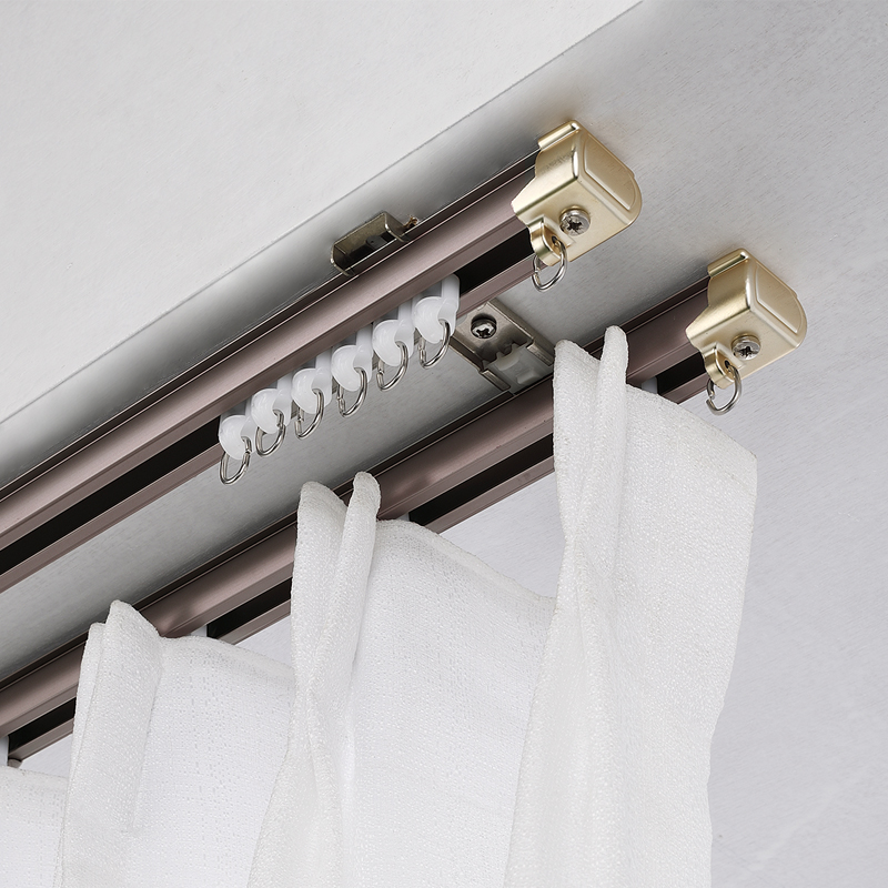 顶装侧装单双窗帘轨道滑轮挂钩静音直轨滑轨窗帘轨道