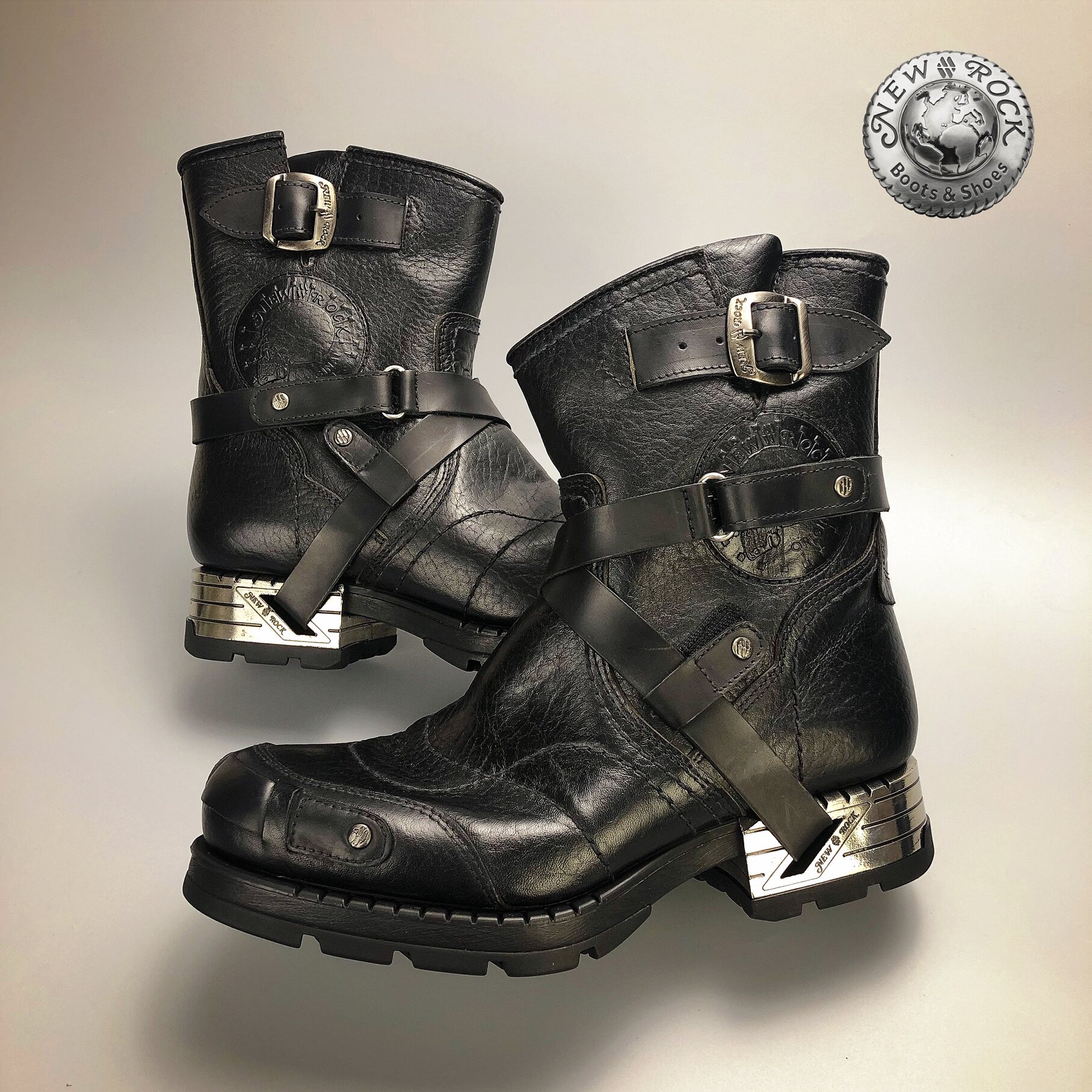 现货newrock进口手工金属摩托哈雷骑士休闲短筒男mr004s1时装靴